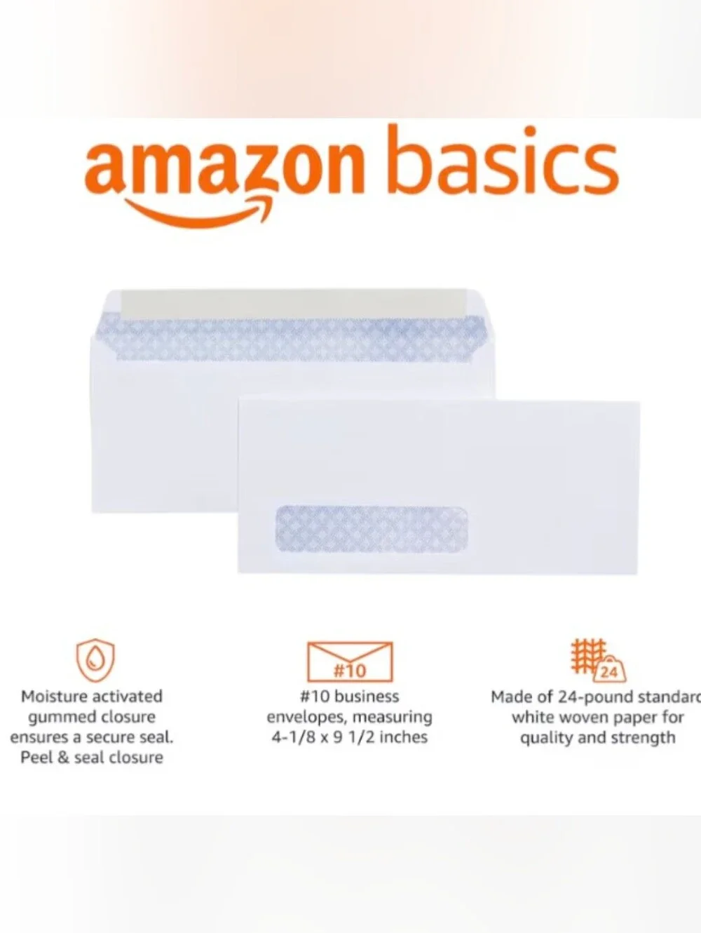 125 x #10 Self-Seal White Business Envelopes with Left Window - 4 1⁄8 x 9 1⁄2